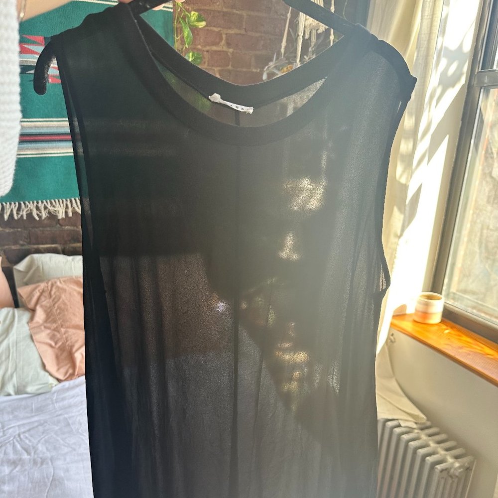 Sheer black sleeveless tunic dress